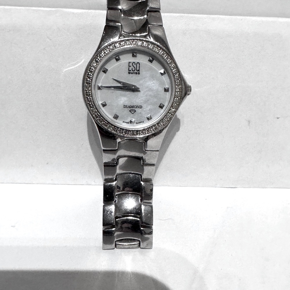 ✨🕰️ ESQ by Movado Women’s Diamond Accent Watch – Stainless Steel Luxe 💎✨